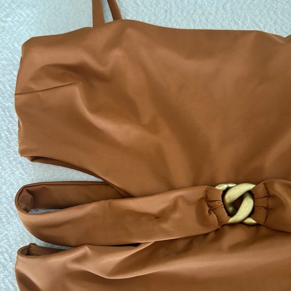 VITAMIN A Luxe Link Belted One Piece - Bronze ReLux, $200